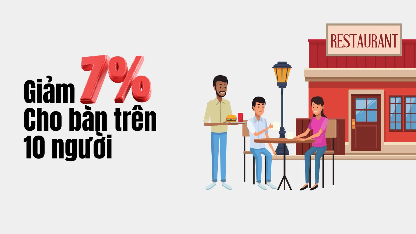 Khuyến mãi 7% cho khách đặt bàn trên 15 người